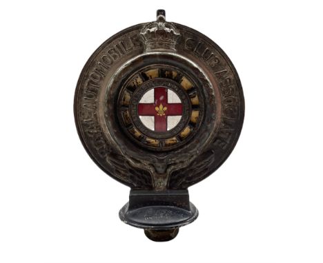 Royal Automobile Club Associate car badge with the Lincolnshire Automobile Club part enamel centre, stamped B173, by Elkingto