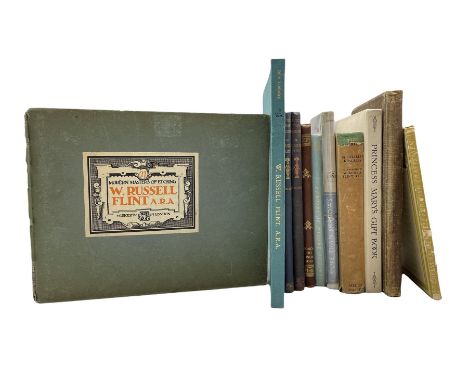 Collection of books on Russell Flint's works including Modern Masters of Etching published 1931 No.27, Famous Water-Colour Pa