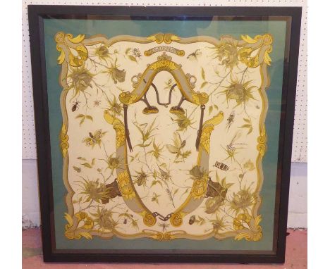 HERMÈS SCARF, 'Ingrid' by Lenke Szechenzyl in a black modern frame, 92cm x 96cm. 