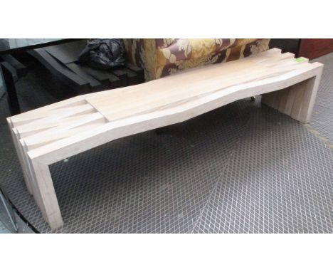 BENCH, light wood of contemporary geometric form, 42cm x 200cm x 46cm H.