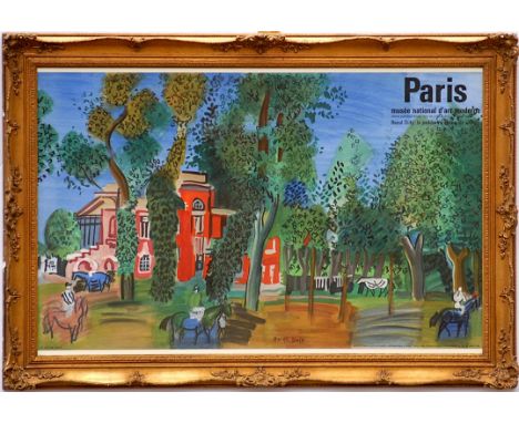 RAOUL DUFY, lithograph signed in the plate, 'Le paddock a Deauville', 1964, published by Mourlot, 65cm x 100cm, framed and gl