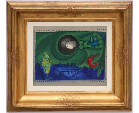 MARC CHAGALL 'Quai de Bercy', 1954, rare original lithograph, printed by Mourlot, Ref 93, 38cm x 47cm, framed and glazed. (Su
