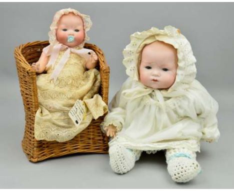 TWO ARMAND MARSEILLE BISQUE HEAD BABY DOLLS, My Dream Baby, first one nape of neck marked 'A.M. Germany 351/2 1/2 K', sleepin