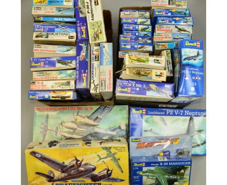 A COLLECTION OF REVELL MODEL AIRCRAFT KITS, in two boxes and loose containing over 40 kits, scale mainly 1:72, contents large