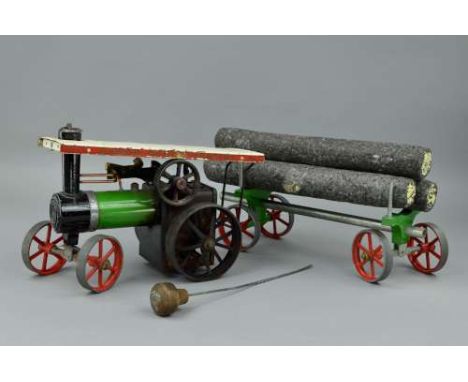 AN UNBOXED MAMOD LIVE STEAM TRACTION ENGINE, No.TE1, not tested, poor condition, missing accessories except for (bent) steeri
