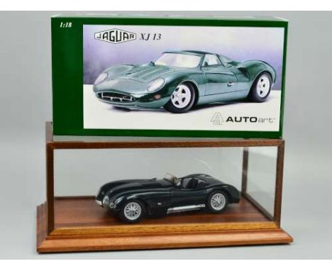 A BOXED AUTO ART JAGUAR XJ13 MODEL, No.73541, 1:18 scale, in British racing green, box complete with all packing pieces, with