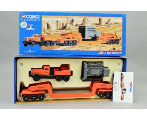 A BOXED CORGI CLASSICS U.S. ROAD TRANSPORT RANGE DIAMOND T980 TRACTOR, with 24 wheel girder trailer and generator load-Allied