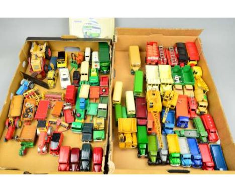 A QUANTITY OF UNBOXED AND ASSORTED PLAYWORN DIECAST VEHICLES, to include Dinky Toys Petrol Tanker in green, No.25d, missing h