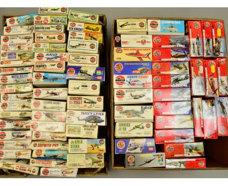 A COLLECTION OF AIRFIX MODEL AIRCRAFT KITS, in two boxes containing approximately 75 kits, scale mainly 1:72, contents largel