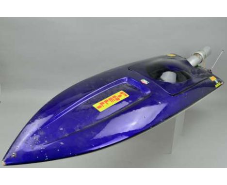 A RADIO CONTROL SPEEDBOAT, complete with CMB 67 engine and remote control receiver unit, no control unit, so not tested, no m