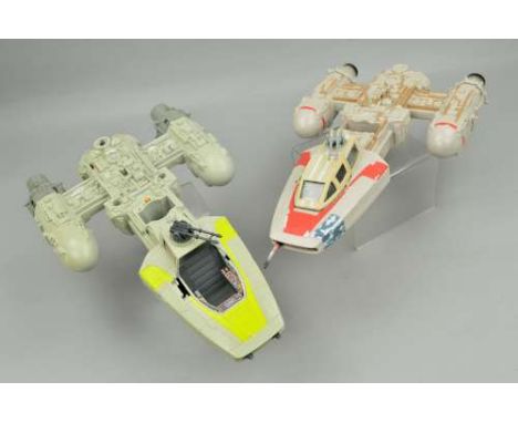 TWO UNBOXED STAR WARS Y WING FIGHTER VEHICLES, both incomplete, Kenner version from 1983, the other more recent Hasbro Star W