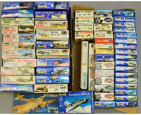 A COLLECTION OF REVELL MODEL AIRCRAFT KITS, in two boxes containing approximately 60 kits, scale mainly 1:72, contents largel