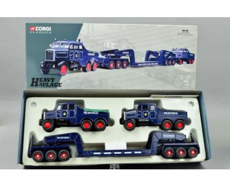 A BOXED CORGI CLASSICS HEAVY HAULAGE RANGE SCAMMELL CONSTRUCTOR (X2) WITH 24 WHEEL LOW LOADER SET-PICKFORDS, No.17701, Limite