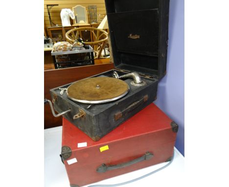 Vintage Maxitone & Silvertone wind up gramophone record players