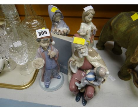 Four Lladro child figures, two from 'The Night Before Christmas' series etc