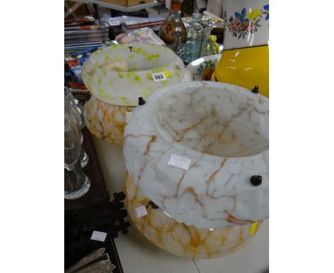 Four vintage opaline glass ceiling light shades