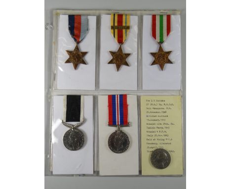 WWII PERIOD MEDAL GROUP comprising 1939-45 Star, Africa Star, Italy Star, war medal, New Zealand War Service medal & a commem