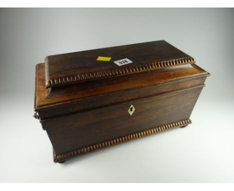 A good antique rosewood & mahogany twin-handled tea caddy