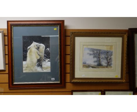 Picture of polar bears, signed N EVANS, dated 2001 together with a print