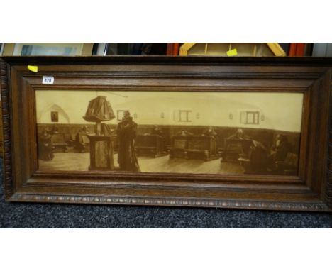 A sepia print in a monastery signed by H RANDOLPH ROSE