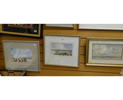 Three small coastal watercolours by R J LLOYD