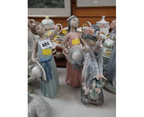 Three Lladro figures of young girls