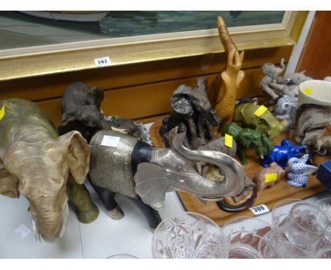 A large collection of various ceramic & resin elephants