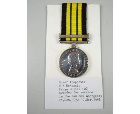 ELIZABETH II AFRICA GENERAL SERVICE MEDAL with single clasp Kenya, engraved M.1064 C.I.R.W.N. Mackenzie (with printed informa