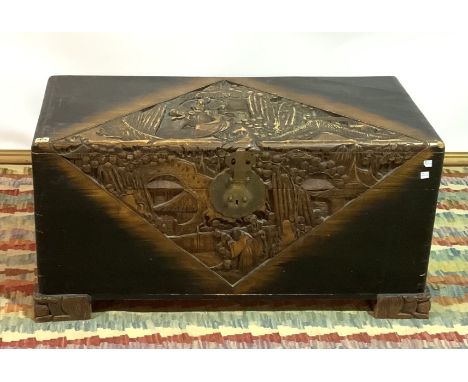 AN EARLY 20TH CENTURY CHINESE CAMPHOR WOOD TRUNK95cm wide; 47cm high