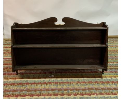 A 19TH CENTURY MAHOGANY THREE TIER HANGING SHELF122cm wide; 78cm high