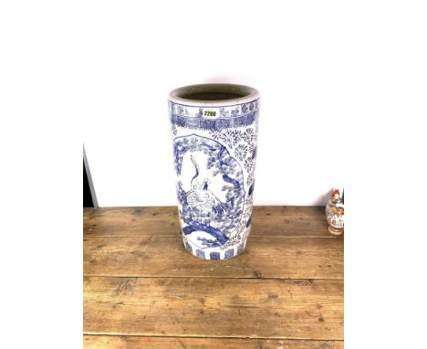 A MODERN CHINESE BLUE AND WHITE STICK STAND23cm diameter; 46cm high