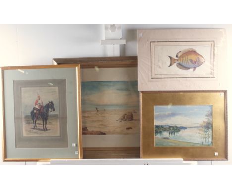 *** LEIGH (4)Fishing boats off a rocky coastlinesigned (lower left)watercolour33 x 50.5cmTogether with View from La Falaise, 
