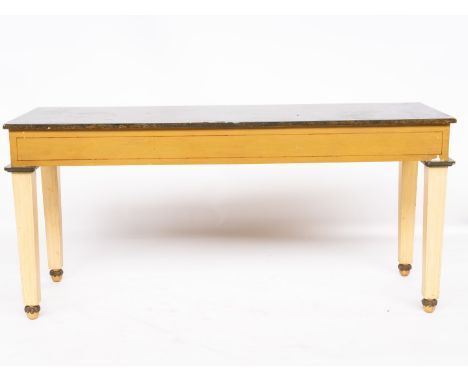 AN 18TH CENTURY STYLE CONSOLE WITH FAUX PAINTED MARBLE TOP170cm wide; 57cm deep; 79cm high