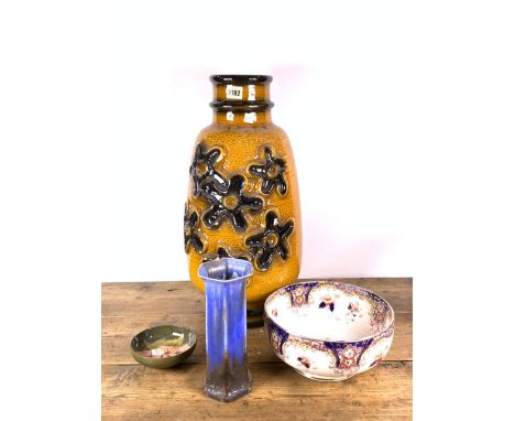 A WEST GERMAN LARGE VASE (4)51cm high, a Moorcroft pin dish, a mid-20th century vase and a Henley ceramic bowl, 11cm high