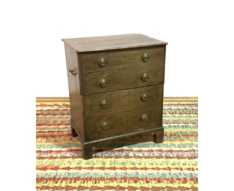 A GEORGE III MAHOGANY COMMODE (2)61cm wide; 75cm high and a 19th century stained pine commode 61cm wide; 76cm high