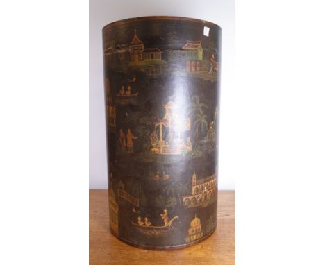 A MODERN CHINOISERIE DECORATED STICK STAND30cm diameter; 53cm high