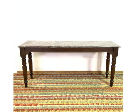 A VICTORIAN MAHOGANY MARBLE TOPPED CONSOLE TABLE160cm wide; 74cm high