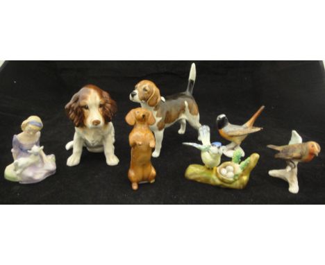 A Beswick figure "CH Wendover Billy", a Royal Doulton figurine "Mary had a little lamb" (HN2048), a Sylvac spaniel, Beswick s