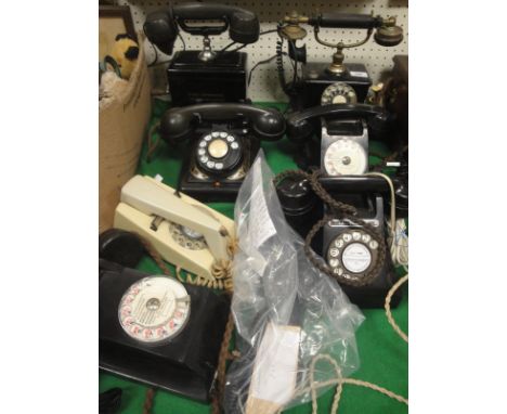 A collection of ten various vintage telephones including a 1930's Corporation Magneto set, a GPO Designer telephone, Bell Gur