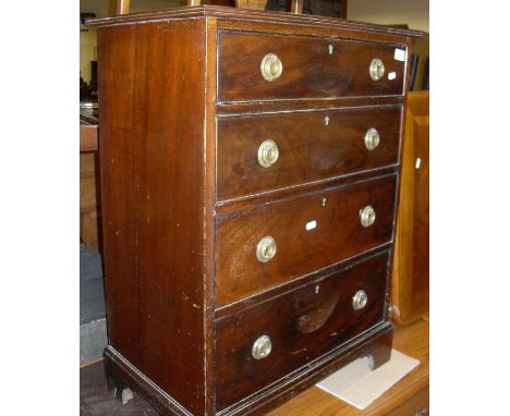 A mahogany chest of four drawers with bracket feet
