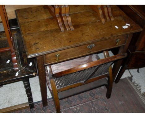 A mahogany commode with flamed mahogany doors and drawer on square sectioned tapering legs, together with a further mahogany 