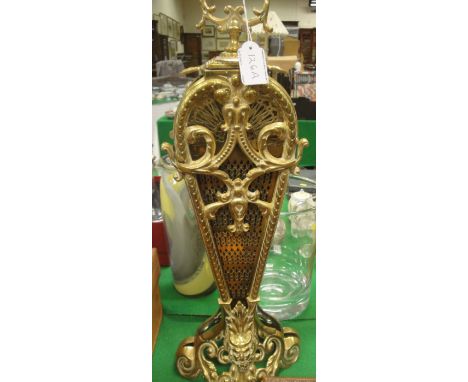 A circa 1900 brass folding "Peacock" firescreen in the French Rococo taste