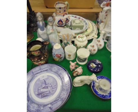 A collection of various china wares to include and Ashworth brothers Petersburgh pattern plate, a Davenport Fisherman on a la