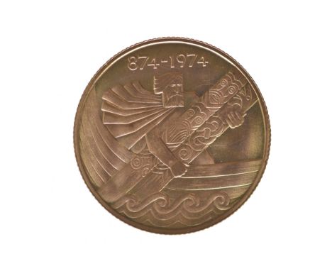 1974 Gold 10,000 Kronur Celebrating 1100 Years of Iceland, Boxed