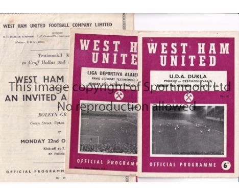 WEST HAM UNITED      Nine home programmes for Friendlies v All Star Xi 56/7, LKS Lodz 57/8. Dukla 59/60, Alajeulense 60/1, Ma