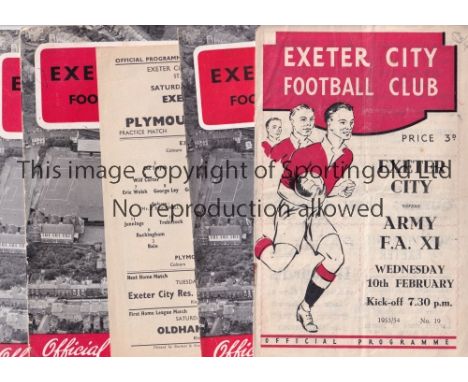 EXETER CITY    Seven home programmes for Friendlies v Army XI and F.C. Wien 53/4, Torquay United 61/2 and 65/6, OFK Belgrade 