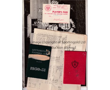 LEYTONSTONE FC        A 12" X 9.5" B/W team group for the 2nd XI in season 1949/50, slightly creased, player's booklet, Membe