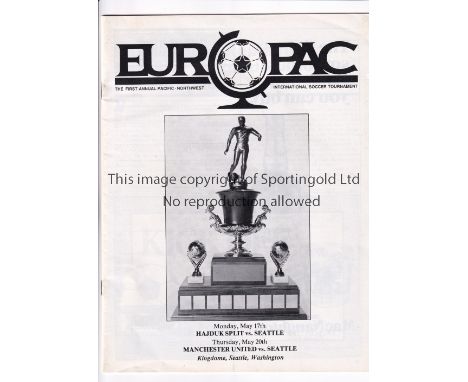 VANCOUVER WHITECAPS EUROPAC TOURNAMENT 1982 / MANCHESTER UNITED      Different official programme for the first Tournament in
