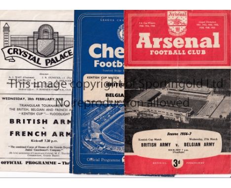 KENTISH CUP / BRITISH ARMY V BELGIUM &amp; FRANCE ARMIES     Four programmes v Belgian Army 56/7 at Arsenal, including Duncan