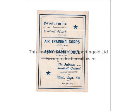 SERVICES FOOTBALL AT FULHAM F.C. 1943      Programme for Army Cadet Force (London) v Air Training Corps (London) 8/9/1943, ho